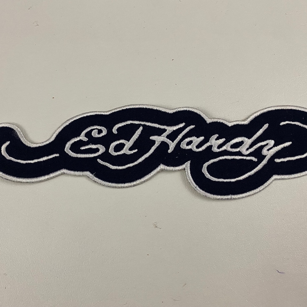 Ed Hardy Black Iron on Patch Appliqué Embroidered Sewing (Large)